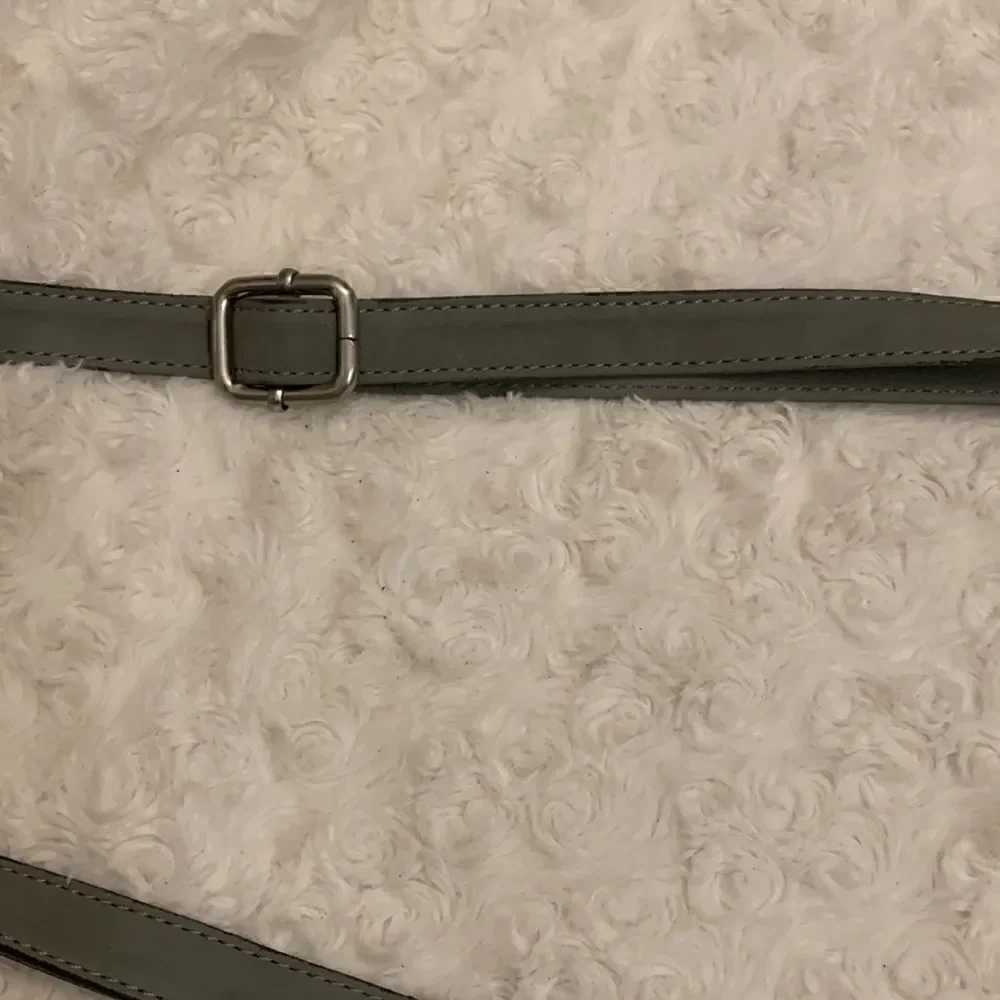 Prato EUC gray crossbody bag with silver hardware